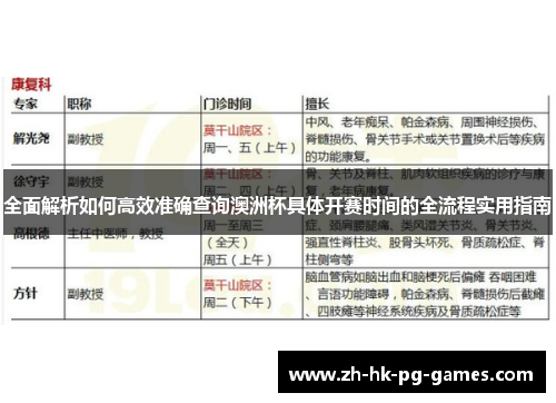 全面解析如何高效准确查询澳洲杯具体开赛时间的全流程实用指南